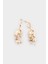 Kadın Çiçek Motifli İncili Gold Küpe E8034AXNS 2