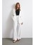 Bel Detaylı Wide Leg Pantolon Ekru 2