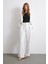 Bel Detaylı Wide Leg Pantolon Ekru 3