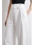 Bel Detaylı Wide Leg Pantolon Ekru 5
