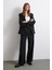 Bel Detaylı Wide Leg Pantolon Siyah 2