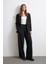 Bel Detaylı Wide Leg Pantolon Siyah 4