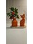 Laurel-Wood 3 Parça Oval Tabaklı,minyatür Vazo,kedi Figür Seti(Vernikli) 1