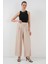 Geniş Paça Pileli Pantolon 6718 - Krem 2
