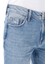 Regular Fit Orta Bel Erkek İndigo Jean Şort 5