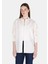 Relaxed Fit Shirt Neck Düz Kadın Beyaz Uzun Kol Gömlek 1