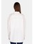 Relaxed Fit Shirt Neck Düz Kadın Beyaz Uzun Kol Gömlek 2