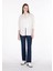 Relaxed Fit Shirt Neck Düz Kadın Beyaz Uzun Kol Gömlek 3
