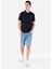 Slim Fit Düşük Bel Erkek İndigo Jean Şort 1
