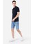 Slim Fit Düşük Bel Erkek İndigo Jean Şort 3