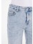 Straight Fit Düşük Bel Erkek Açik İndigo Jean Şort 5