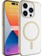 Apple iPhone 15 Pro Kılıf Wireless Şarj Özellikli Pixel Magsafe Kapak-Gold 1