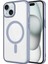 Apple iPhone 15 Plus Kılıf Wireless Şarj Özellikli Sert Pc Mat Riksos Magsafe Kapak-Gri 1