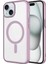 Apple iPhone 15 Plus Uyumlu Wireless Şarj Özellikli Sert Pc Mat Riksos Magsafe Kapak-Pembe 1