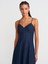 90549 Askılı Denim Midi Elbise-Lacivert 4