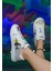 Kadın Vegan Deri Beyaz Sneakers - New York Ticket Tasarım 2