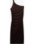 Slim Fit Astarlı Aksesuar Detaylı Drapeli Midi Boy Tek Omuz Elbise 1