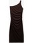 Slim Fit Astarlı Aksesuar Detaylı Drapeli Midi Boy Tek Omuz Elbise 2