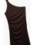Slim Fit Astarlı Aksesuar Detaylı Drapeli Midi Boy Tek Omuz Elbise 3
