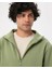 Açık Yeşil Erkek Organik Pamuk Yarı Fermuarlı V Yaka Dik Yaka Sweatshirt 4
