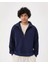 Açık Gri Melanj Erkek Organik Pamuk Yarı Fermuarlı V Yaka Dik Yaka Sweatshirt 1