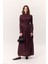 Geniş Etekli Uzun Elbise Bordo 2