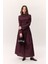 Geniş Etekli Uzun Elbise Bordo 3