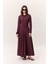 Kuplu Uzun Kollu Elbise Bordo 4