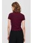 2202 Kurdele Detay Kısa Kol Tişört Bordo 5