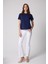 Kadın T-Shirt Lacivert Parçalı Dikiş Detaylı Regular Fit Basic - 2509 4