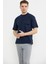 Bisiklet Yaka Oversize Pamuk Tişört - Lacivert 3
