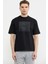 Oversize Baskılı Pamuk Tişört - Siyah 1