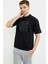 Oversize Baskılı Pamuk Tişört - Siyah 4