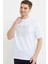 Oversize Baskılı Pamuk Tişört - Beyaz 5