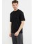 Bisiklet Yaka Oversize Pamuk Tişört - Siyah 2