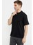 Bisiklet Yaka Oversize Pamuk Tişört - Siyah 3