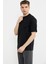 Bisiklet Yaka Oversize Pamuk Tişört - Siyah 4