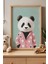 Sevimli Pijamalı Panda Çocuk Odası ve Bebek Odası Ahşap Çerçeveli Duvar Tablosu 1