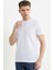 Bisiklet Yaka Baskılı Basic Tişört - Beyaz 3