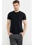 Kabartma Baskı Detaylı Pamuk Tişört - Siyah 1