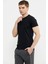 Kabartma Baskı Detaylı Pamuk Tişört - Siyah 5