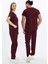 Happiness Basic - Likralı Doktor Hemşire Forma Takımı Scrubs Üniforma Cerrahi Takım, Bordo 5