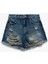 Yıpratma Detaylı Düğmeli Cepli Yüksek Bel Mini Denim Şort 4