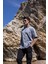 Erkek Gri Renk Oversize Baskısız Basic Tişört 2