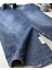 Slim Fit Saf Pamuk Denim Kumaş Kot Gömlek--Laci Çizki Eskitme- 3