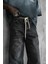 Erkek Bağcıklı Şerit Detaylı Baggy Jean Siyah 3