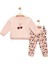 Kız Bebek Bisiklet Yaka Kiraz Desenli Alt Üst Takım (Sweatshirt & Tayt) - Pembe Uzun Kol Set 1