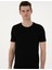 Erkek Siyah Slim Fit Bisiklet Yaka Triko Tişört 50306131-VR046 3