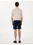 Erkek Lacivert Slim Fit Gofre Beli Lastikli Dokuma Şort 50305289-VR033 4