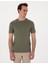 Erkek Haki Slim Fit Merserize Basic Tişört 50302560-VR027 3